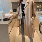  тренчкот женский весна весеннее пальто длинное пальто внешний жакет весна пальто свободно casual большой размер одноцветный ходить на работу OL