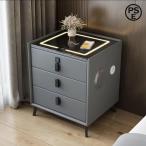 ショッピングミニマリスト ナイトスタンド 現代のミニマリストのベッドサイドテーブル多機能の3層引き出しベッドサイドテーブルガラスカウンタートップランプサイドキャビネット ベッドサ