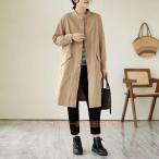 スタンドカラーコート スプリングコート レディース ロングコート ライトブルゾン ピークル 春のコーディネートに最適、軽やかなスタンドカラーコート