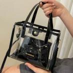 ショルダーバッグレディースクリアバッグビニールピークル斜め掛けスクエアポーチ付きおしゃれビーチバッグ海プール夏レジャーに中身が見えて便利防水風