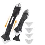 zmart 5 in 1 メタルヘッド シャベル 接着 ツール キット: シリコン スパチュラ コーキング リムーバー グラウト除去 シーラント仕上げ