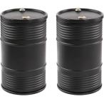 灰皿 ふた ドラム缶 おしゃれ バイク 自転車 車載 スタンド( 黒2個セット)