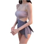 ji-tiamo купальный костюм женский симпатичный One-piece моно kini все в одном asimeto Lee ( лиловый, M)