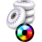 【互換品】 光るウィール オーロラ色 68mm電池不要 走る力で光るタイヤ LED 4灯
