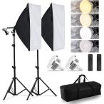 ソフトボックス 2024新登場LED撮影用ライト写真撮影ソフトボックス 50x70cm 照明キット MDM(白っぽい色合い, LED電球)