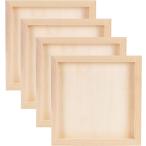 4個 キャンバス画材 木製画板 ウッドキャンバスボード 木枠 正方形 ウッドフレーム( 19.8x19.8x2cm)