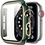 アップルウォッチ カバー apple watch ケース 高級仕様 保護(緑+ローズゴールドライン,  41mm)