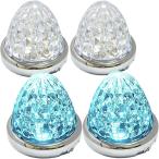 24V トラック用 LED マーカーランプ サイド 8面クリスタルカット仕様 16LED メッキリング 汎用 (アイスブルー 特注色)