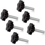 ノブ ねじ M6x25 6本入り 八幡ねじ 6角ボルト ハンドルネジ グリップノブナット( ブラック,  M6x25)