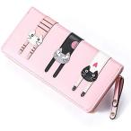 Yahoo! Yahoo!ショッピング(ヤフー ショッピング)長財布 猫柄 レディース ウォレット カード収納 札入れ コイン ラウンドファスナー 可愛い かわいい ねこ 人気 大容量（ピンク）