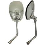 【互換品】オートバイ バイク ミラー ショート M10mm 左右セット バレン オーバル 汎用 タイプ CB400SF PCX 銀 シルバー