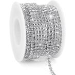 ラインストーン 10ｍ チェーン デコ シルバー クリスタル アクセサリー パーツ ネイルパーツ(3mm)