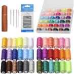 ミシン糸 ボビンセット 36色 365m 60番 ポリエステル 収納ケース付き ボビン+針 (淡色から濃色まで　36色)