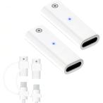 【互換品】 USB-C Apple Pencil 充電アダプター 第1世代専用 ２個セット アップルペンシル 紛失防止カバー付き(ホワイト)