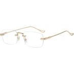 クリアメガネ フチなし ブルーライトカット ブルーライトカット眼鏡 ブルーライトカットメガネ 度なし レンズ リムレス(ゴールド)