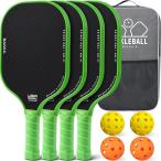 ピックルボールパドル ラケット USAPA承認 ハニカム 滑り止め吸汗グリップ ピックルボールキャリーバッグ付き(Green,  ４個)