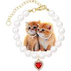  ошейник для кошки очарование подвеска Heart ювелирные изделия поддельный жемчуг стразы собака кошка двоякое применение ( красный, S)