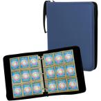 カードファイル トレカファイル 9ポケット 900枚収納 50枚入り ポータブルファスナー 名刺フォルダー(ネイビー,  900枚)