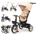 子供用三輪車 7in1 折りたたみ 手押し棒 おしゃれ シートベルト付き 調整可能 コンパクト 乗用玩具 キッズバイク お祝い(カーキ)