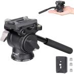 2Way フルード 雲台 アルミ合金製 小型 ハンドル ビデオ三脚ヘッド 360°回転可能 パノラマ撮影流体雲台 耐荷重3キロ