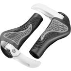 自転車 クロスバイク マウンテンバイク エルゴ ハンドル グリップ mtb 牛角 ゴム (ホワイト,  対応ハンドル径：22.2mm)