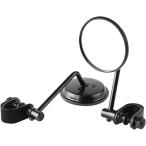 クランプミラー バイク ハンドルクランプ ラウンドミラー ハーレー チョッパー ボバー 左右セット MDM (ブラック)