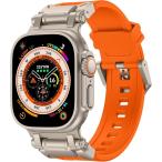 Apple watch バンド Ultra 3/2/1 対応 49mm Series 10/9/8/7/6/5/4/SE(オレンジ)