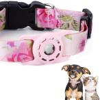 犬用エアタグ首輪 AirTag 猫 ペット首輪 迷子 追跡 ペット用品 AirTagケース( ローズピンク, M)