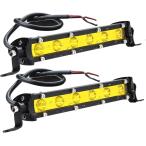 【Yahoo!ランキング1位入賞】6連 LED ワークライト 18W 汎用 ライトバー 作業灯 フォグランプ デイライト (イエロー)
