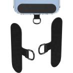 ストラップホルダー 2枚 スマホストラップ ストラップホール 便利 MDM(「2枚」ブラックxブラック, 「Type-(1)」不織布製)