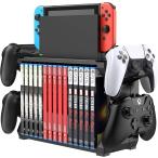 Switch PS4 PS5 Xbox ゲームソフト収納 コントローラースタンド ソフト15枚 社外品