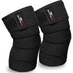 ニースリーブ 筋トレ用 ニーラップ 178cm 1ペア 快適なフィット感とサポート MDM (BLACK)