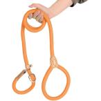 スリップリード 犬リード 猫 小型犬 中型犬 大型犬 犬用 (オレンジ,  長さ150cm x 幅6mm)
