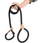 スリップリード 犬リード 猫 小型犬 中型犬 大型犬 犬用 (ブラック,  長さ150cm x 幅6mm)