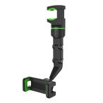 スマホホルダー 多用途 車載ホルダー 汎用 クリップ式 工具不要 角度調整可能 ルームミラー ヘッドレスト 後部座席 デスク (グリーン)
