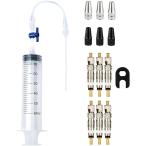 チューブレス シーラント 注入器 セット 60ml シリンジ バルブコアリムーバー付き タイヤ補修 工具 自転車 (クリア)