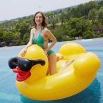 浮き輪 アヒル 大人 子供 海 遊び 二人乗り 大きい ジャンボ プール (イエロー,  2ｍ)