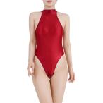  высокий ноги Leotard глянец с высоким воротником супер эластичность боди костюмированная игра ( wine red, M)
