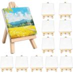 ショッピング正方形 キャンバスボード 正方形 12個セット ミニキャンバス イーゼル付き 練習用 (張りキャンバス イーゼル付き,  10cmx10cm)