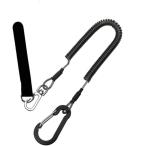 J-base 尻手ロープ 釣竿 もしものときに。 落下防止 ワイヤー内蔵 コイル式 伸縮タイプ 強度強化 (ブラック,  伸長時1.5m)