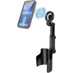2in1 ドリンクホルダー スマホホルダー 車載 カップホルダー MagSafe対応 マグネット 360度回転 伸縮アーム MDM (ブラック)