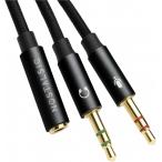 3.5mm 4 высшее 3 высшее изменение кабель headset Mike ответвление PC/ Note PC/ игра машина соответствует высокая прочность нейлон плетеный ( черный )