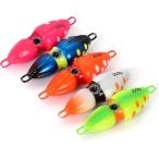 タイラバ ヘッド 250g 5個セット オモック イカ型 誘導式 シンカー (ピンク、オレンジ、ホワイト、ブルー、グリーン,  250g)