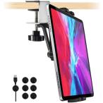タブレットスタンド クランプ式 アーム 角度 調整 360度 回転 卓上 対応 スマホ iPad 4〜13 (銀 (Silver))