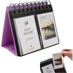 チェキ アルバム チェキ帳 チェキケース チェキファイル カードアルバム 卓上 ミニ スタンドアルバム instax (パープル)