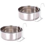  домашнее животное миска .. ниже из нержавеющей стали клетка для птиц клетка установка приманка inserting вода inserting 2 шт. комплект ( серебряный, диаметр 10cm глубина 4.5cm)