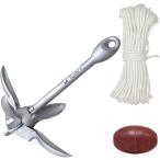  складной якорь лодка рыбалка float трос имеется a822( серебряный, 1.5kg,20m трос, float )