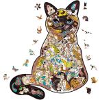 ショッピングパズル 木製パズル 動物パズル 猫 脳トレパズル モザイクパズル プレゼント インテリア (スモール)