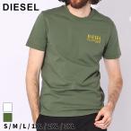 DIESEL (ディーゼル) 綿100％ チェストロゴ プリント クルーネック 半袖 Tシャツ SLIMFIT DSA125000GRAI