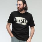 ディーゼル Tシャツ メンズ DIESEL ロゴ プリント クルーネック 半袖 コットン Tシャツ DSA199710QIAM ブランド トップス ブラック